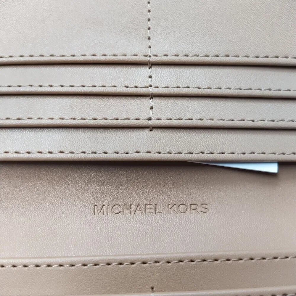 Michael Kors Reed Camel Leather Credit Card Bifold Snap Wallet - NWT $298